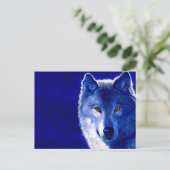 Blue Wolf Postkarte (Stehend Vorderseite)