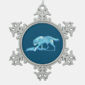 Blue Wolf Schneeflocken Zinn-Ornament (Vorderseite)