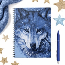 Blue Wolf Stars Sky Cosmic Celestial Personalisier