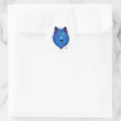 Blue Wolf - Umschlagklammer Runder Aufkleber (Tasche)