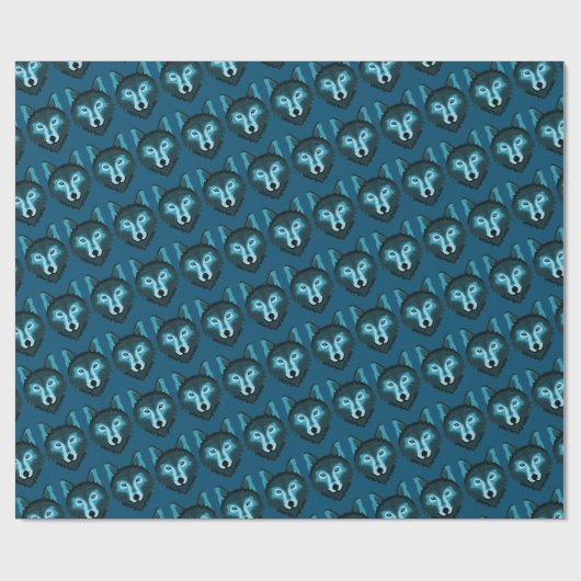 Blue Wolf Wrapping Paper Geschenkpapier (Flach)