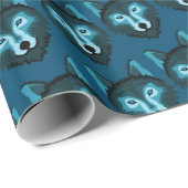 Blue Wolf Wrapping Paper Geschenkpapier (Rolleneckpunkt)