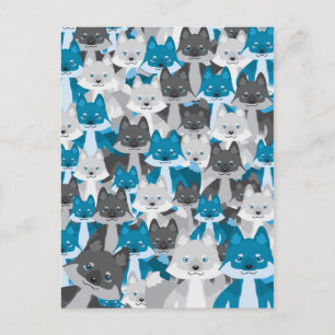 Blue Wolfie Postcard Postkarte