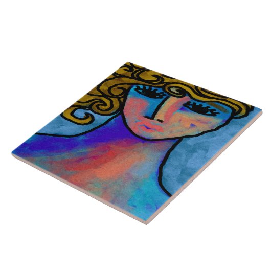 Blue Woman Abstrakt Digital Painting Fliese (Seite)