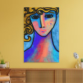 Blue Woman Abstrakt Digital Painting Leinwanddruck (Insitu (Wohnzimmer))