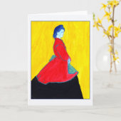 Blue Woman Greeting Card Karte (Gelbe Blume)