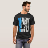 Blue Womens Believe Air Dancer Motivational Retro  T-Shirt (Vorne ganz)