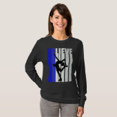 Blue Womens Believe Ice Skating Inspirational Squa T-Shirt (Vorne ganz)