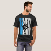Blue Womens Believe Ice Skating Motivational Retro T-Shirt (Vorne ganz)
