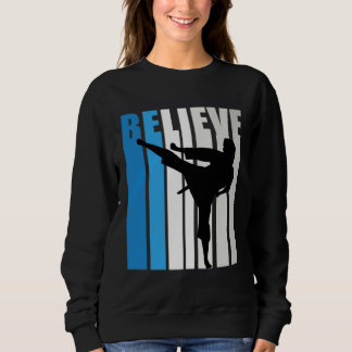 Blue Womens Believe Jiu Jitsu Motivational Retro G Sweatshirt
