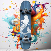 Blue Wood Beach Mermaid Individuelle Name Skateboard