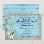 Blue Wood Beach Tropical BRIDAL SHOWER Einladung (Vorne/Hinten)