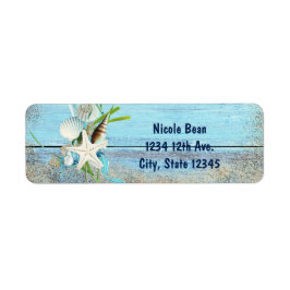 Blue Wood Beach Tropical Wedding Invitation Labels