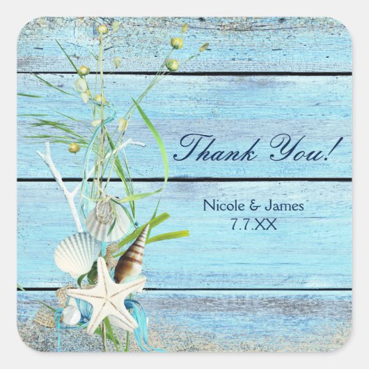 Blue Wood Beach Tropical Wedding Party Sticker (Vorderseite)