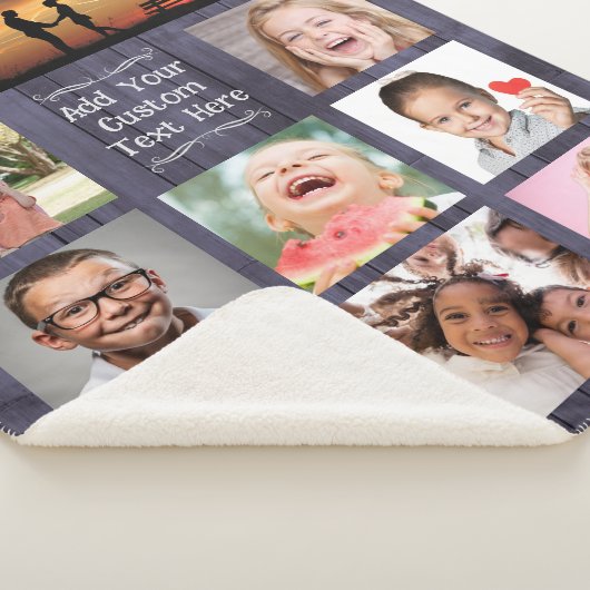 Blue Wood Custom Photo Collage with Text Sherpadecke (3/4)