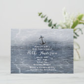 Blue Wood Elegant Nautical Beach Sea Einladungen (Stehend Vorderseite)