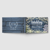 Blue Wood Gipskraut Lights & Lace Wedding Gästebuch (Voll)