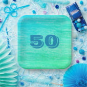 Blue Wood Grain Pappteller (Party)