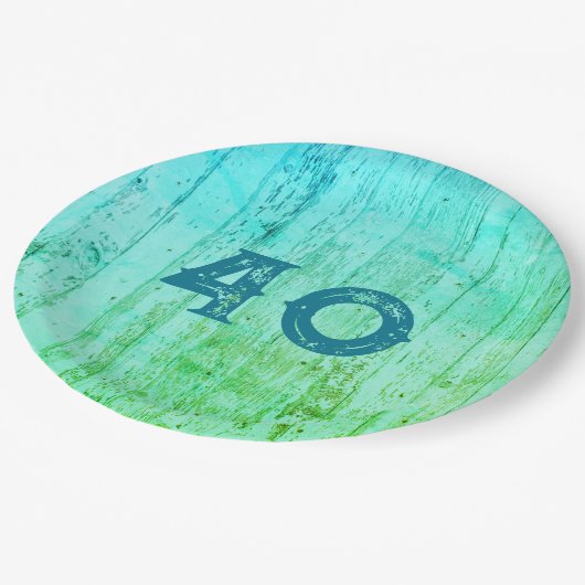 Blue Wood Jeden Anlaß Rustic Pappteller (Schrägansicht)