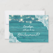 Blue Wood Lights Be my Bridesmaid? mit Foto Einladung (Vorderseite)