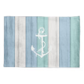 Blue Wood Nautical Stripes & Anchor Kissenbezug (Rückseite-Links)