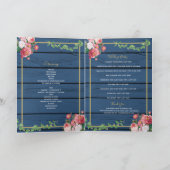 Blue Wood Rose Gold Wedding Order of Service Programm (Innenseite)