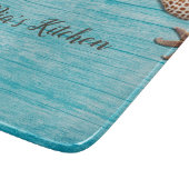 Blue Wood Seashells Custom Wording Schneidebrett (Ecke)