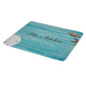 Blue Wood Seashells Custom Wording Schneidebrett (Ecke)