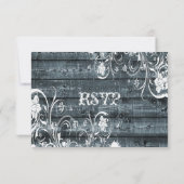 Blue Wood Shabby Lace uAwg mit Umschlag RSVP Karte (Rückseite)