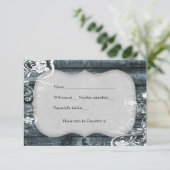 Blue Wood Shabby Lace uAwg mit Umschlag RSVP Karte (Stehend Vorderseite)