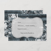 Blue Wood Shabby Lace uAwg mit Umschlag RSVP Karte (Vorne/Hinten)