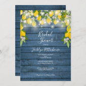 Blue Wood String Lemons Brautparty Einladung (Vorne/Hinten)