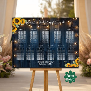 Blue Wood String Lights 11 Tische Hochzeitssitze Poster