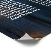 Blue Wood String Lights 11 Tische Hochzeitssitze Poster (Ecke)