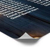 Blue Wood String Lights 12 Tische Hochzeitssitze Poster (Ecke)