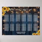 Blue Wood String Lights 12 Tische Hochzeitssitze Poster (Vorne)