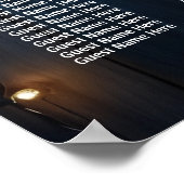 Blue Wood String Lights 16 Tische Hochzeitssitze Poster (Ecke)
