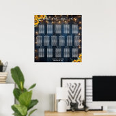 Blue Wood String Lights 16 Tische Hochzeitssitze Poster (Heimbüro)