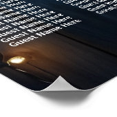 Blue Wood String Lights 17 Tische Hochzeitssitze Poster (Ecke)