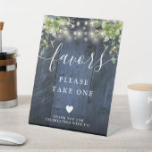 Blue Wood String Lights Greenery Boho Favors Sockelschild (In SItu)