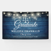 Blue Wood String Lights Law School Abschluss Bann Banner (Horizontal)