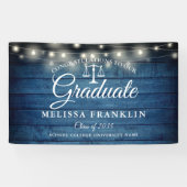 Blue Wood String Lights Law School Abschluss Banner (Horizontal)