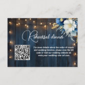 Blue Wood String Lights QR Code Probe Dinner Begleitkarte (Vorderseite)