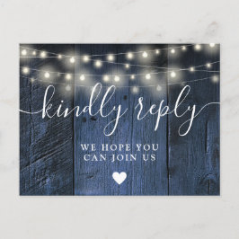 Blue Wood String Lights Song Request UAWG Postcard Einladungspostkarte
