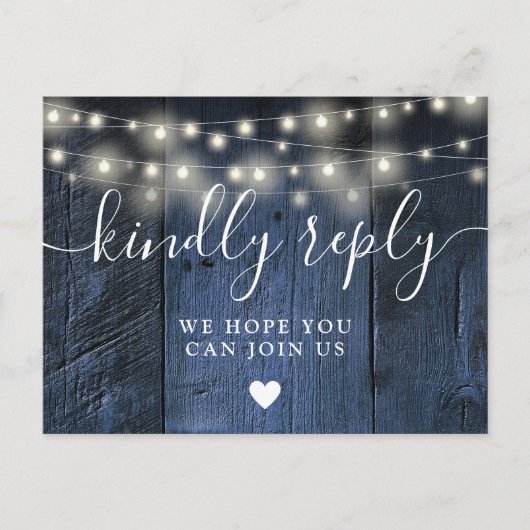 Blue Wood String Lights Song Request UAWG Postcard Einladungspostkarte (Vorderseite)