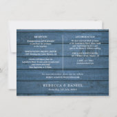 Blue Wood String Lights Wedding Details Card Einladung (Rückseite)