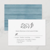 Blue Wood Wedding RSVP Karte (Vorne/Hinten)