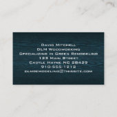 Blue Wood Yin Yang Contractor Business Card Visitenkarte (Rückseite)