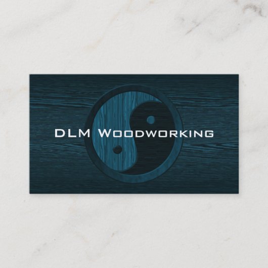 Blue Wood Yin Yang Contractor Business Card Visitenkarte (Vorderseite)