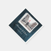 Blue Wooden Foto Brautparty Napkins Serviette (Ecke)